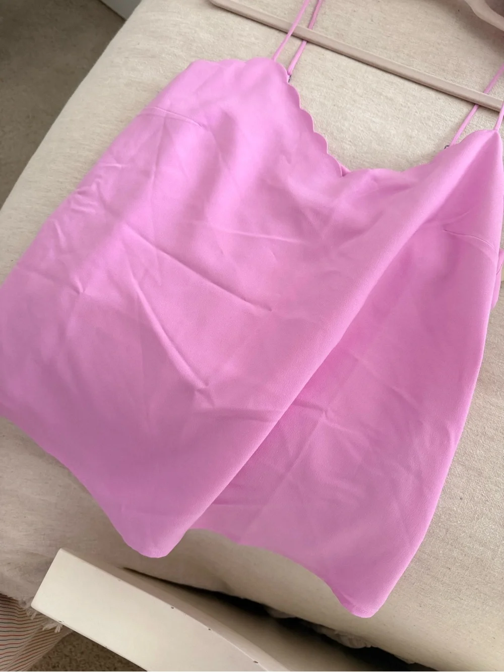 J Crew Pink Scallop-Edge Spaghetti Strap Women's Top